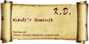 Kuhár Dominik névjegykártya